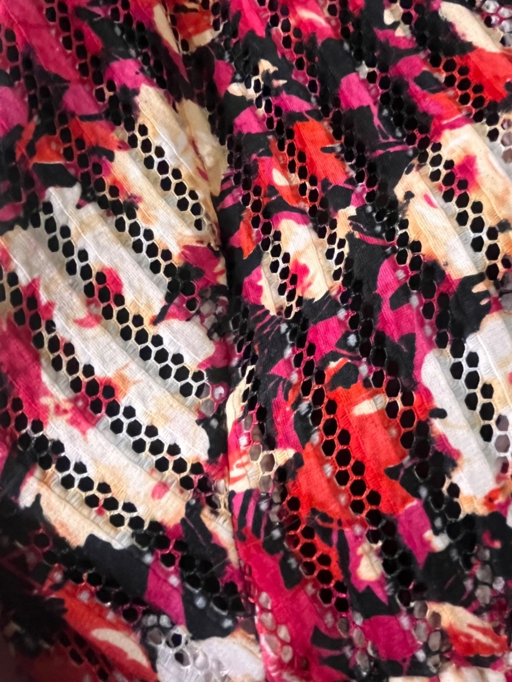 Saks Fifth Avenue Red Pink Black and White Fit and Flare Floral Mini XS - Picture 2 of 6